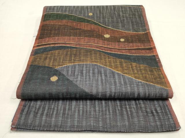 平和屋着物●西陣　老舗　渡文謹製　手織　すくひ　太鼓柄袋帯　紬地　波衣　金糸　正絹　逸品　AAAQ7646wj