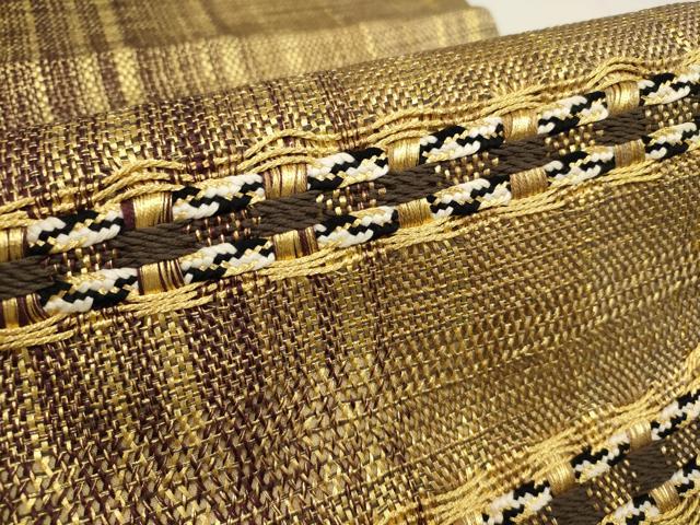 平和屋着物○太鼓柄袋帯 組紐間道 金糸 正絹 逸品 AAAQ7658wj
