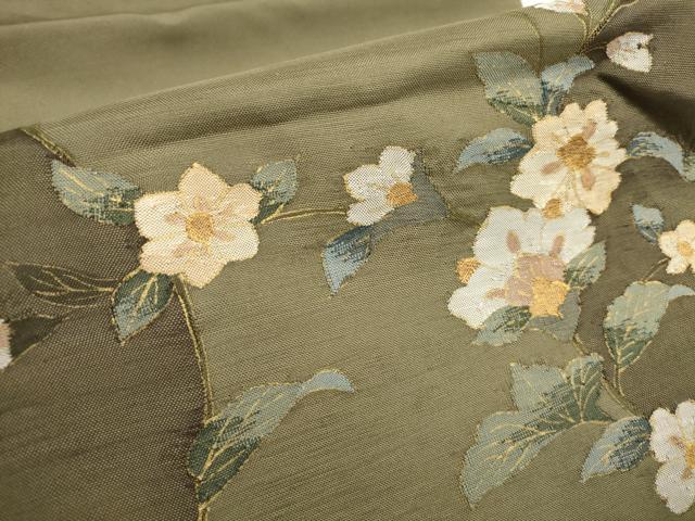 平和屋着物○太鼓柄袋帯 枝花文 すくい織 金糸 正絹 逸品 AAAQ7827wj