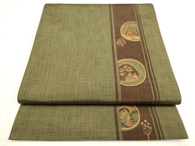 平和屋着物●名門木屋太　今河織物　六通柄袋帯　風景文　間道　正絹　逸品　AAAQ7868wj