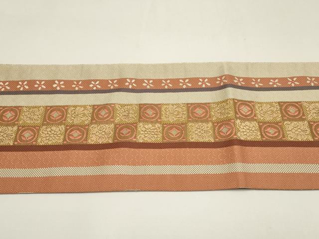 平和屋着物○本場筑前博多織 九寸名古屋帯 花唐草丸間道