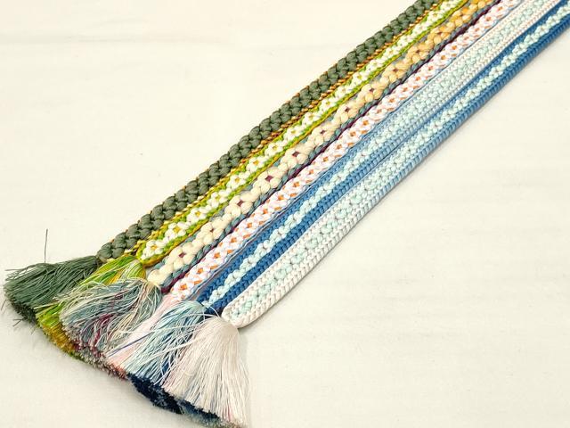 平和屋着物●和装小物　上質な帯締め5本セット　小桜組　金糸　暈し　逸品　AAAR6749ay