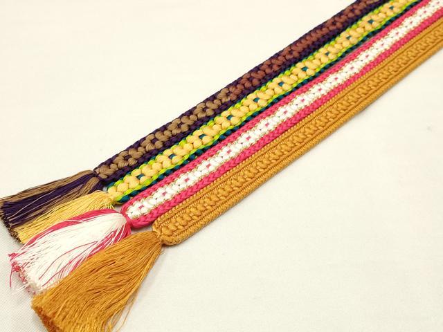 平和屋着物●和装小物　上質な帯締め4本セット　小桜組　金糸　暈し　逸品　AAAR6750ay