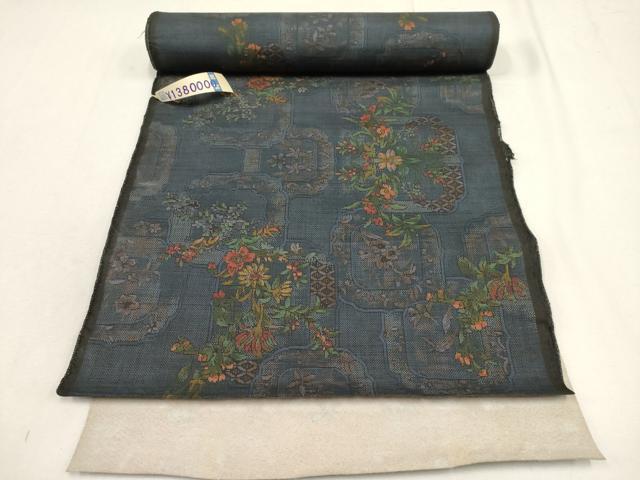 平和屋着物●都喜ヱ門　本場大島紬　反物　着尺　9マルキ　手織　草花文　藤絹織物謹製　上代138万　正絹　逸品　未使用　AAAR7851uw 平和屋着物○都喜ヱ門 本場大島紬 反物 着尺 9マルキ 手織 草花