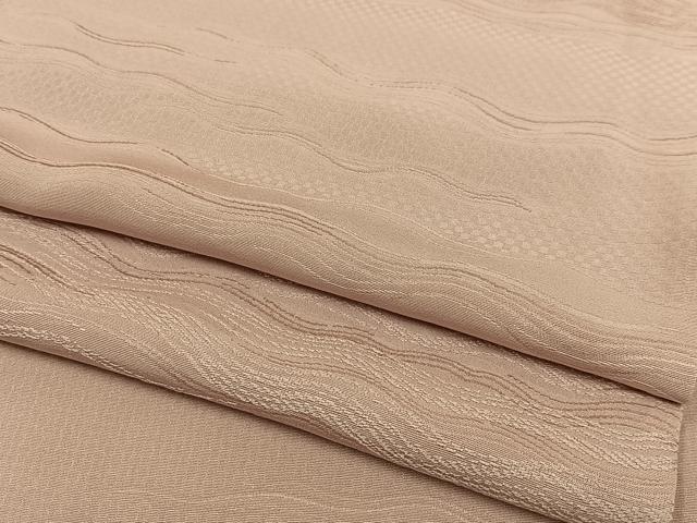 平和屋着物▽上質な色無地　単衣　流水地紋　珊瑚色　正絹　逸品　AAAS1489oa