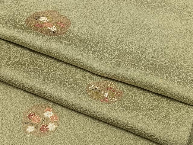 平和屋着物▽上質な小紋　単衣　草花文　金彩　正絹　逸品　AAAS1492oa