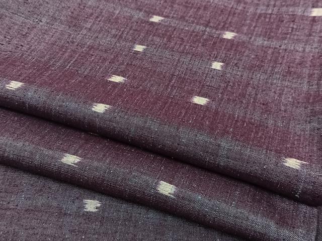 平和屋着物▽上質な紬　単衣　緯絣　正絹　逸品　AAAS1508oa
