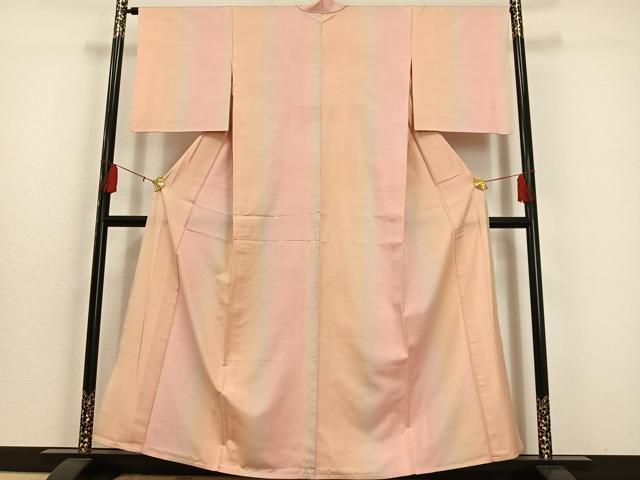 平和屋着物▽紅花紬　米沢　単衣　霞文　正絹　逸品　AAAS1509oa_1