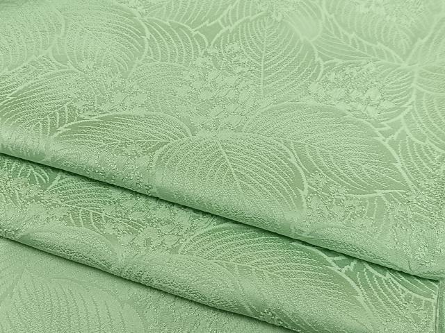 平和屋着物▽上質な色無地　単衣　草花地紋　若芽色　正絹　逸品　AAAS1510oa