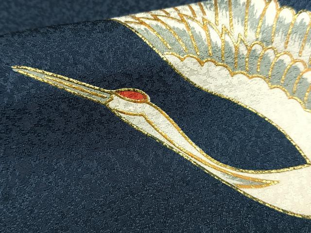 平和屋着物▽男性 訪問着 単衣 飛鶴文 金彩 洗える着物 AAAS1526oa