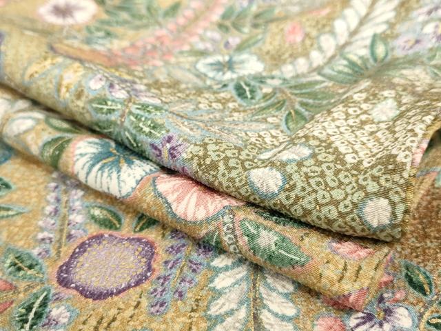 平和屋着物▽上質な小紋　単衣　辻が花　暈し染め　金彩　正絹　逸品　未使用　AAAS3077iu