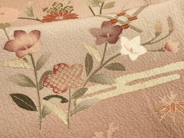 平和屋着物○手描友禅女流作家 一色生子 訪問着 手描き 草花文