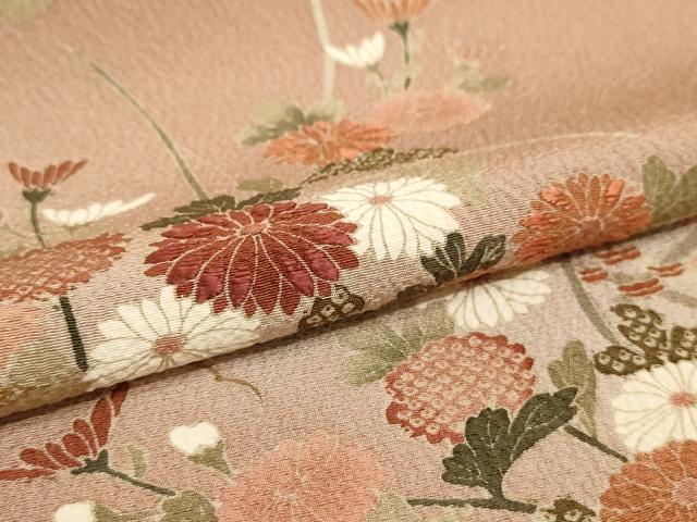 平和屋着物▽訪問着 単衣 総刺繍 草花文 暈し染め 金糸