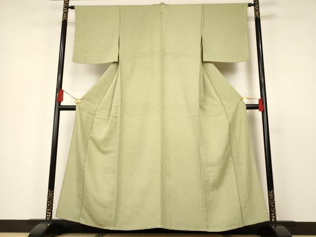 平和屋着物▽上質な色無地　単衣　松葉地紋　夏虫色　正絹　逸品　AAAS3085iu 平和屋着物▽上質な色無地 単衣 松葉地紋 夏虫色 正絹