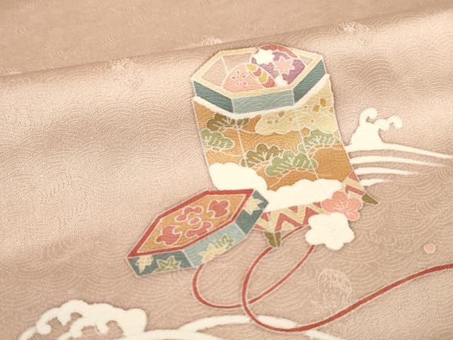 平和屋着物▽訪問着 単衣 刺繍 扇面草花文 正絹 逸品 CAAQ0018vf 平和