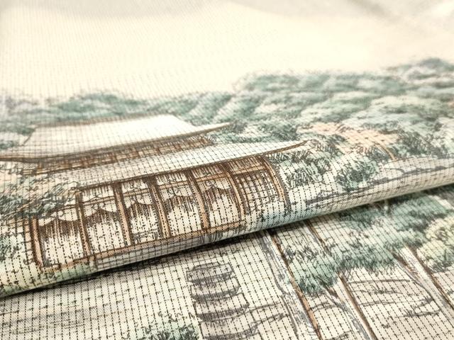 平和屋着物▽京友禅の巨匠・頼田勉 臈纈染手描友禅　本場染大島紬　訪問着　単衣　手描き　風景文　暈し染め　正絹　逸品　AAAS3087iu 平和屋着物▽京友禅の巨匠・頼田勉 臈纈染手描友禅