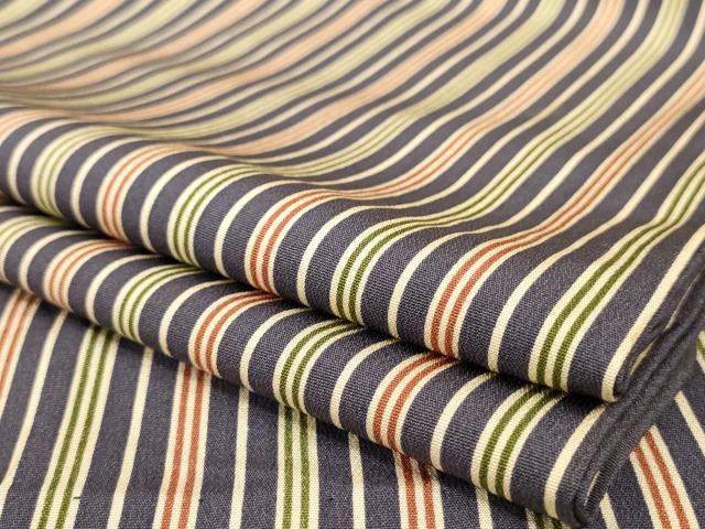 平和屋着物▽上質な小紋　単衣　縞　正絹　逸品　AAAS3108iu