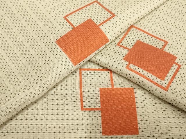 平和屋着物▽お召　単衣　色紙重ね文　正絹　逸品　AAAS4933fy