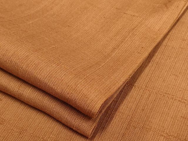 平和屋着物▽上質な紬　単衣　土色　ロング丈　正絹　逸品　AAAS4947fy