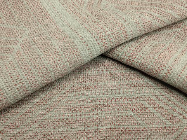 平和屋着物▽本塩沢　単衣　110亀甲　幾何学文　正絹　逸品　AAAS4948fy