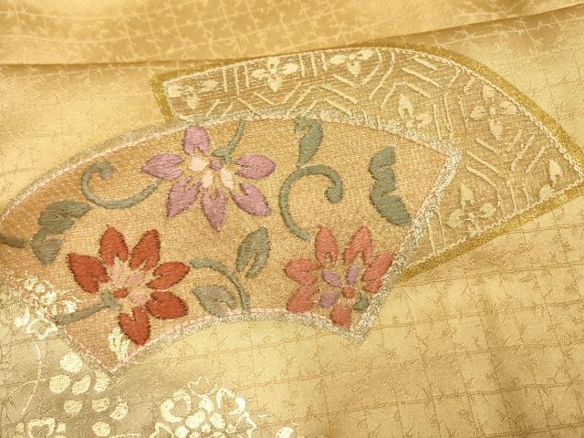 平和屋着物▽訪問着　単衣　刺繍　地紙花文　金彩　正絹　逸品　AAAS4953fy 平和屋着物▽訪問着 単衣 刺繍 地紙花文 金彩 正絹 逸品