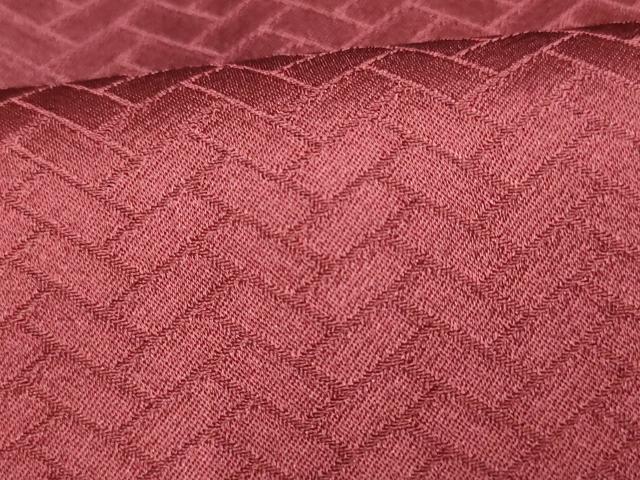 平和屋着物▽上質な色無地 単衣 檜垣地紋 葡萄茶色 正絹 逸品