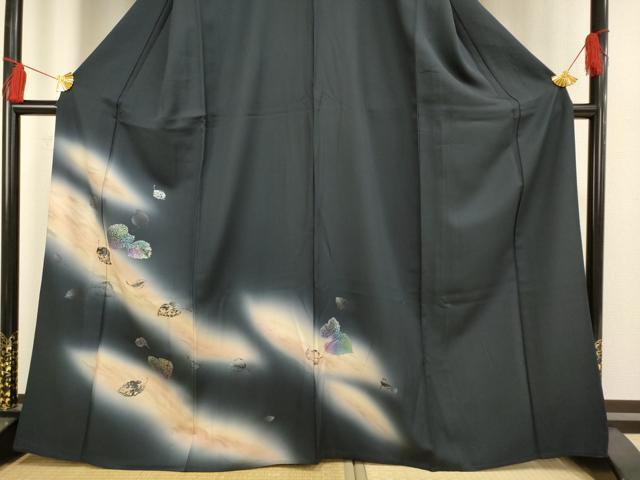 平和屋着物▽訪問着 単衣 舞葉文 金銀彩 さが美扱い 正絹