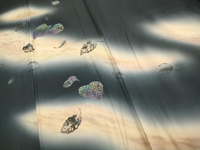 平和屋着物▽訪問着 単衣 舞葉文 金銀彩 さが美扱い 正絹 逸品 AAAS4961fy