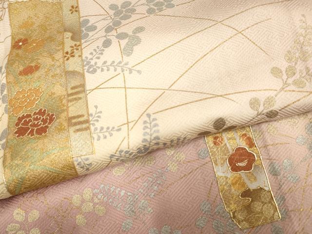 平和屋着物▽訪問着 単衣 草花文 金銀彩 正絹 逸品 AAAS4966fy