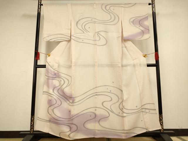 平和屋着物▽訪問着　無双　紗袷　紗×紗　流水文　正絹　逸品　AAAS4968fy