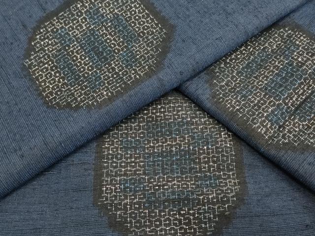 平和屋着物▽上質な紬　単衣　80亀甲　亀甲文　正絹　逸品　AAAS4969fy