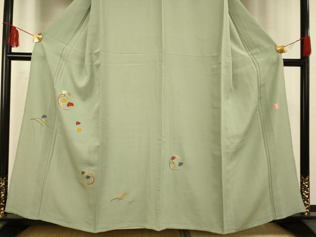 平和屋着物▽ファッションデザイナー 花井幸子　訪問着　単衣　駒刺繍　千鳥　金彩　正絹　逸品　AAAS4974fy 平和屋着物▽ファッションデザイナー 花井幸子 訪問着 単衣 駒刺繍