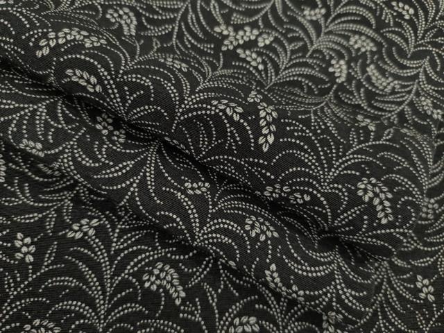 平和屋着物○江戸小紋 草木小紋柄 黒地 正絹 逸品 AAAS6666ck