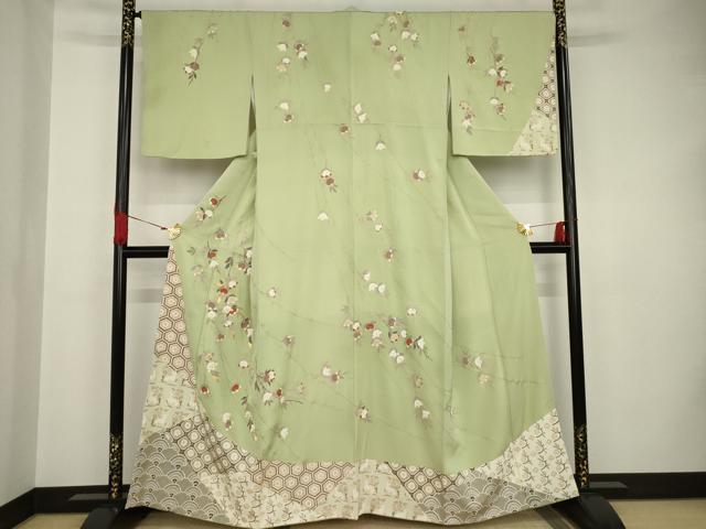 平和屋着物●訪問着　駒刺繍　吉祥橘文　金彩　正絹　逸品　AAAS6668ck