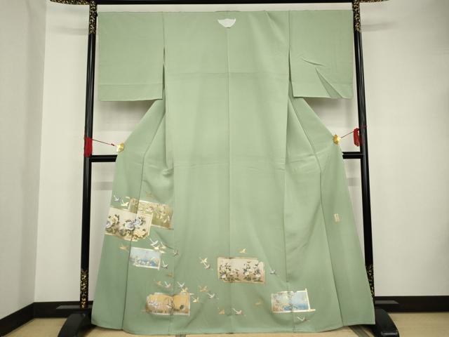 平和屋着物●金彩友禅　卓越技能者・名工・和田光正　色留袖　飛鶴松文　金銀彩　正絹　逸品　未使用　AAAS6677ck