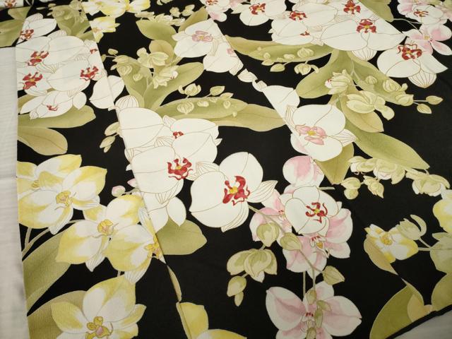 平和屋着物□上質な小紋 草花文 金彩 鬼しぼ縮緬 正絹 逸品 未