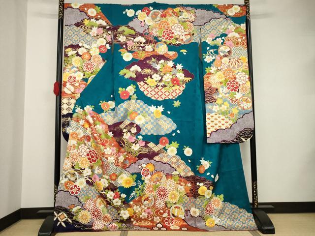 【豪華絢爛】振袖 孔雀華文様 正絹 仕立て上がり品 メルヘン 身丈161cm 豪華絢爛】振袖 孔雀華文様 正絹 仕立て上がり品 メルヘン 身丈