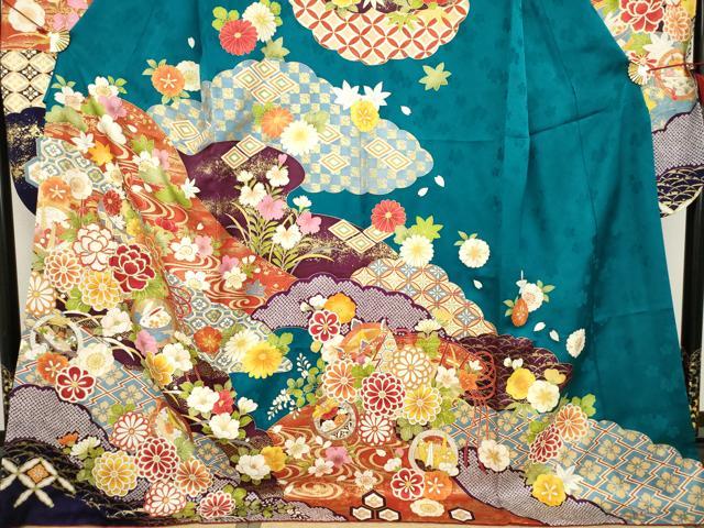 平和屋着物○豪華振袖 駒刺繍 玩具花文 金糸 金彩 ロング丈 正絹