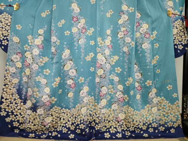 平和屋着物○FRau 振袖 舞花文 暈し染め 金彩 正絹 逸品 AAAS6700ck