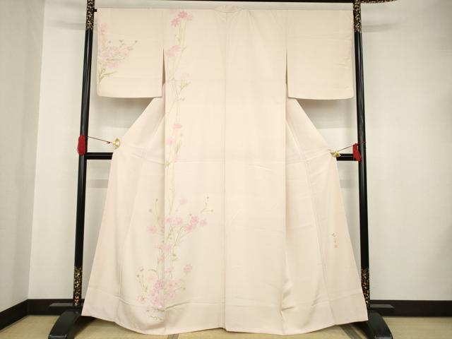 平和屋着物●手描友禅女流作家　一色生子　訪問着　手描き　草花文　正絹　逸品　AAAS6711ck