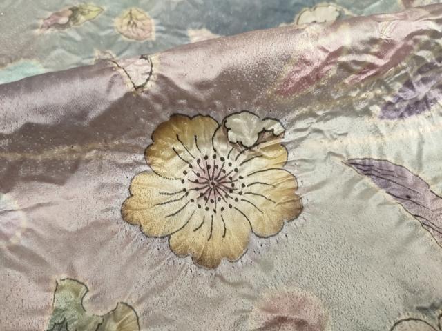 平和屋着物○白河貞雄 振袖 辻が花 絞り 舞花文 暈し染め 銀通し地