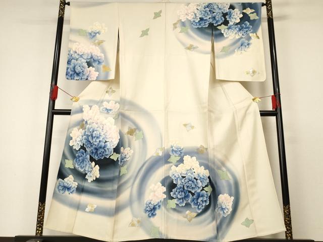 平和屋着物▽訪問着　単衣　舞花文　金銀彩　正絹　逸品　AAAS7437iu