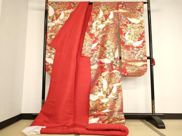 平和屋本店●色打掛　和装　婚礼　結婚式　花嫁　神社挙式　唐織　飛鶴花文　金糸　逸品　AAAS8389ja_1