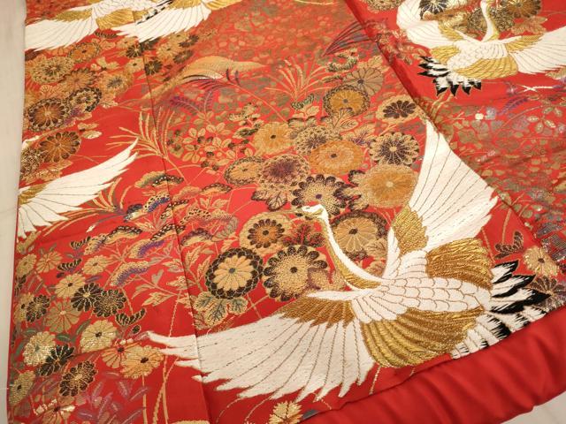 平和屋本店●色打掛　和装　婚礼　結婚式　花嫁　神社挙式　唐織　飛鶴花文　金糸　逸品　AAAS8389ja_4
