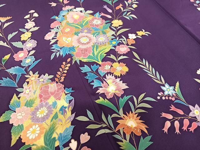 平和屋着物●訪問着　草花文　金銀糸　正絹　逸品　AAAZ8115ck 平和屋着物○訪問着 草花文 金銀糸 正絹 逸品 AAAZ8115ck