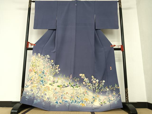平和屋着物●本加賀友禅作家　百貫華峰　色留袖　草花文　土筆　暈し染め　正絹　逸品　AAAT0207zg