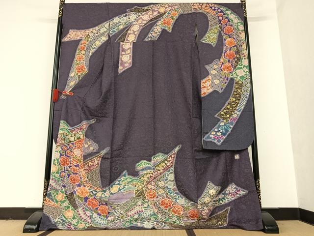 平和屋着物●吉乃一廉　幻の辻が花　振袖　几帳花松文　金糸　金通し地　正絹　逸品　AAAT0216zg