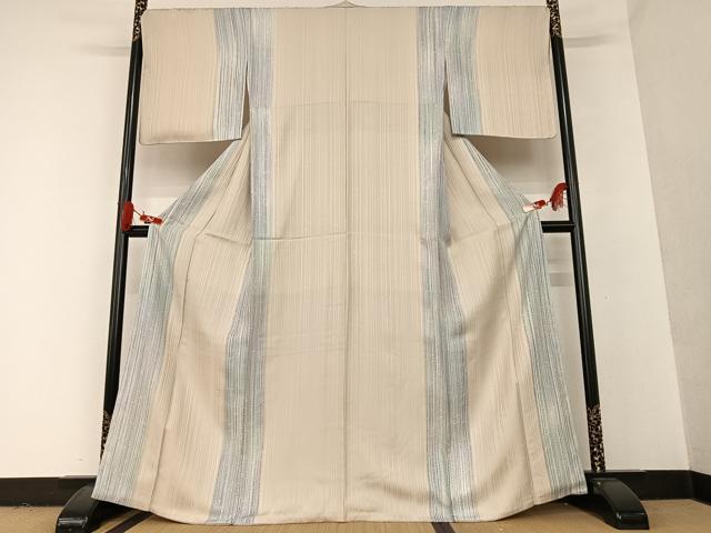 平和屋着物○上質な小紋 シケ引き染 志毛引き染 縞 正絹