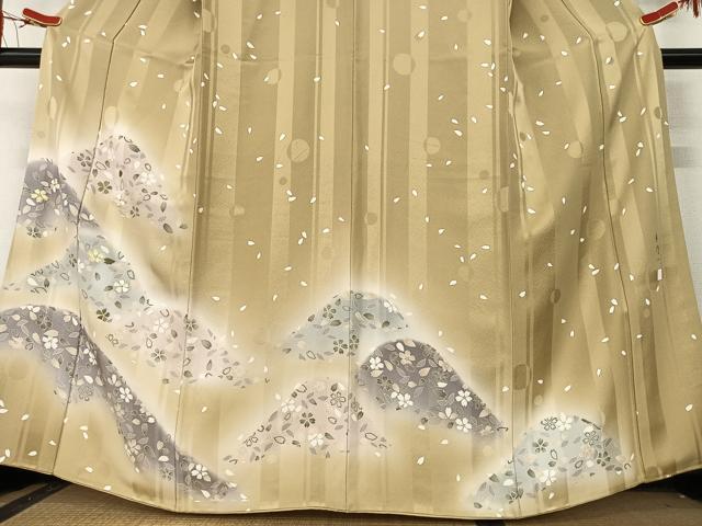 平和屋着物●染色作家　林淳一　訪問着　竹屋町刺繍　桜山　暈し染め　正絹　逸品　AAAT0225zg 平和屋着物○染色作家 林淳一 訪問着 竹屋町刺繍 桜山 暈し