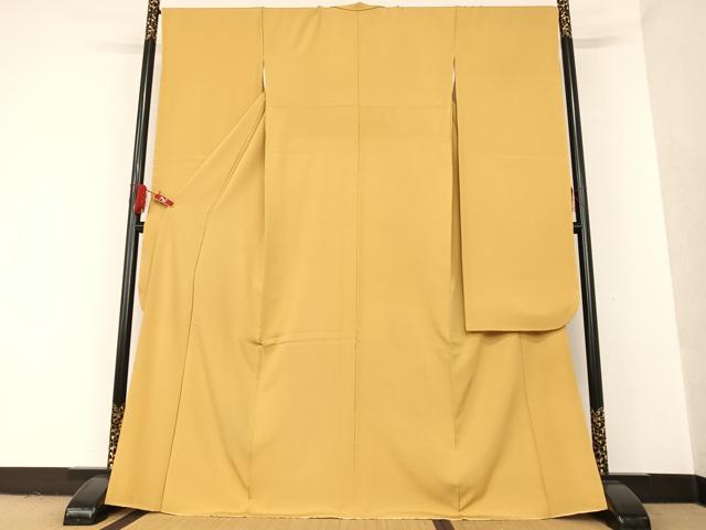 平和屋着物●豪華振袖　色無地　黄朽葉色　正絹　逸品　AAAT0234zg